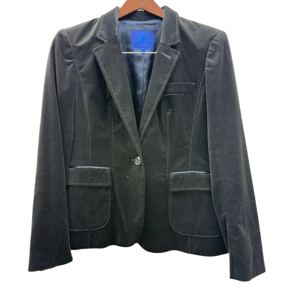 Martin + Osa Velvet Blazer Jacket Olive Brown Womens 6 Fall Chic Statement